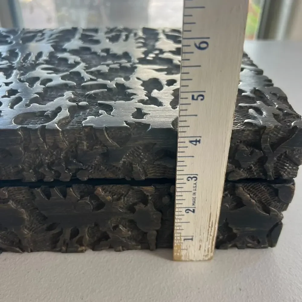 Dentwood Decorative Wooden Box Mango Weathered Black Medium Textured Brady Gray